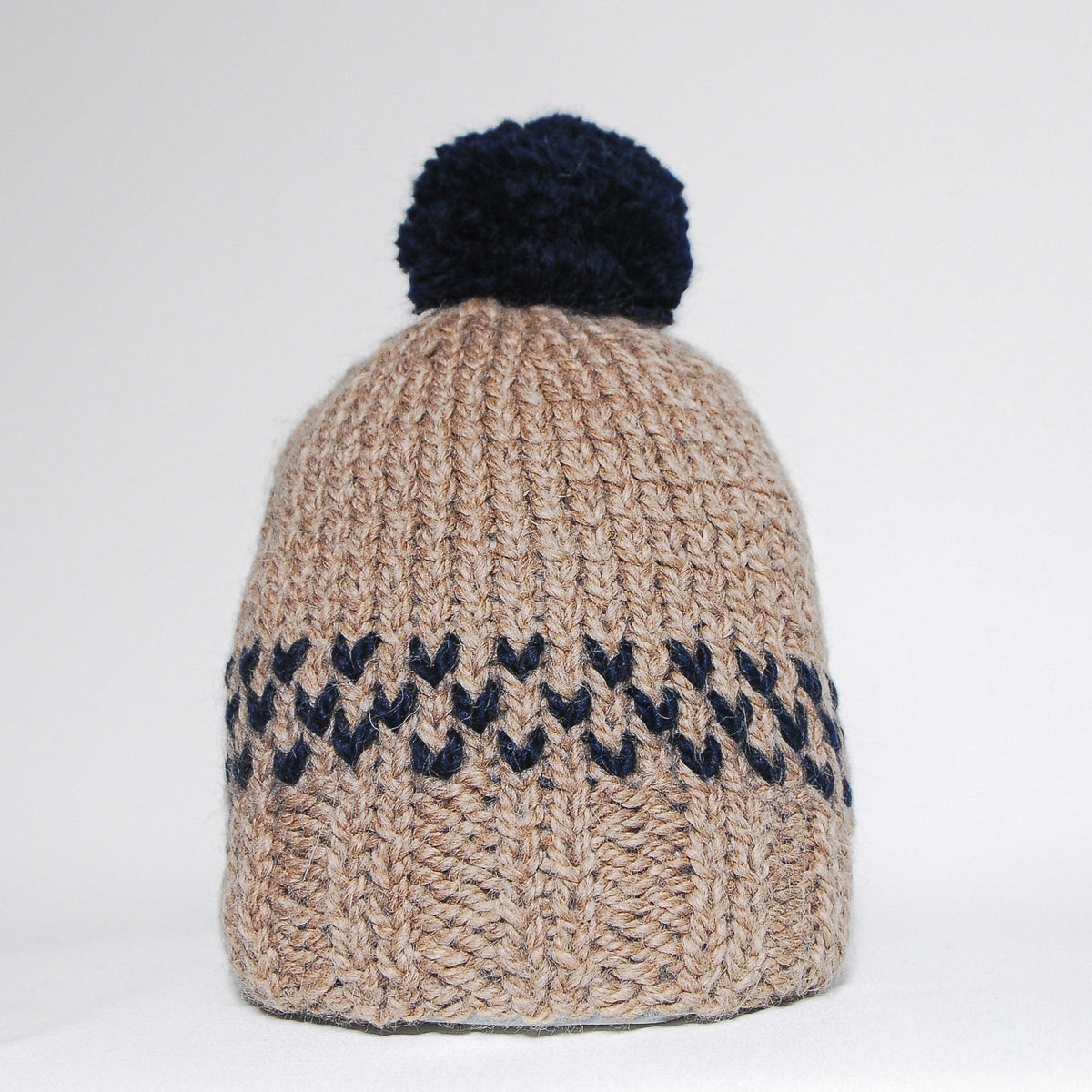 【日本入手困難】BEANIE IN BRUSHED FAIR ISLE ALPACA WOOL Alpaca Beanie - 100% Undyed Beige Alpaca Wool Beanie Hat