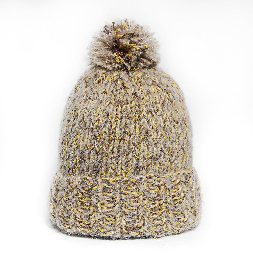 Yellow-Brown Fluffy Beanie Medium Size only