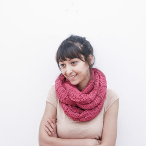 Chunky Endless Dark Pink Scarf